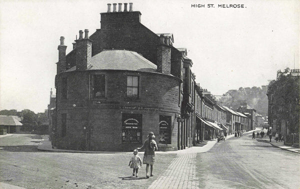 Old postcard of High Street, Melrose, Scotland