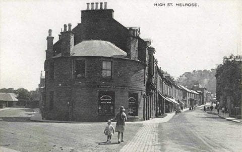 Old postcard of High Street, Melrose, Scotland