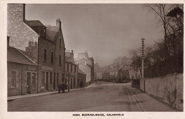 Old real photo postcard of High Buckholmside, Galashiels