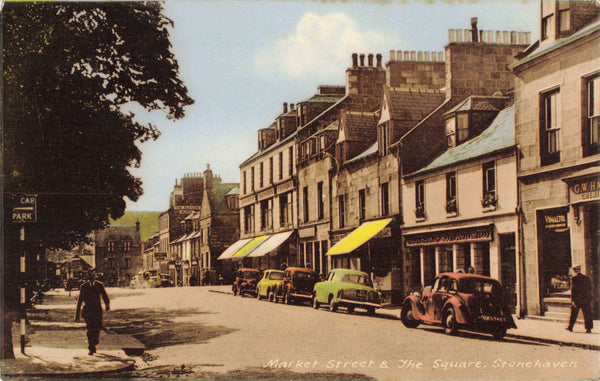 Early 1960s postcard of Market Street and The Square, Stonehaven, Aberdeenshire