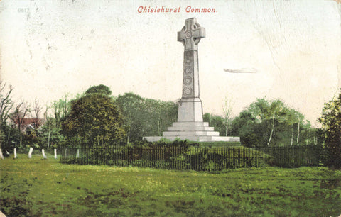 Old postcard of Chislehurst Common in Kent, shows cross