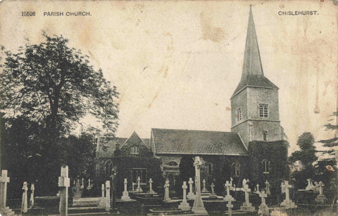 Old postcard of Parish Church, Chislehurst in Kent