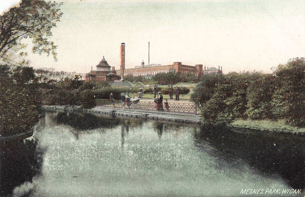 Old postcard of Mesnes Park, Wigan