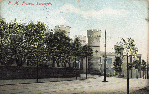 Old postcard of H M Prison, Leicester