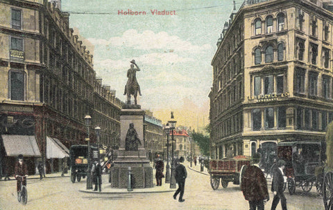 Pre mid 1918 postcard of Holborn Viaduct, London