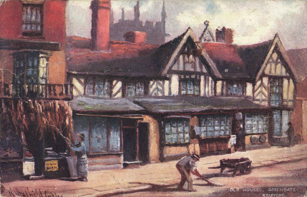 1904 Tuck Oilette postcard of Old Houses, Greengate, Stafford