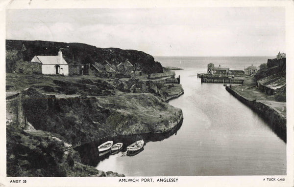 Old photographic postcard of Amlwch Port, Anglesey