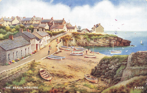 1950s postcard of The Beach, Moelfre, Anglesey