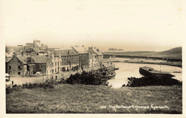 Old postcard of The Harbour Entrance, Eyemouth, Berwickshire