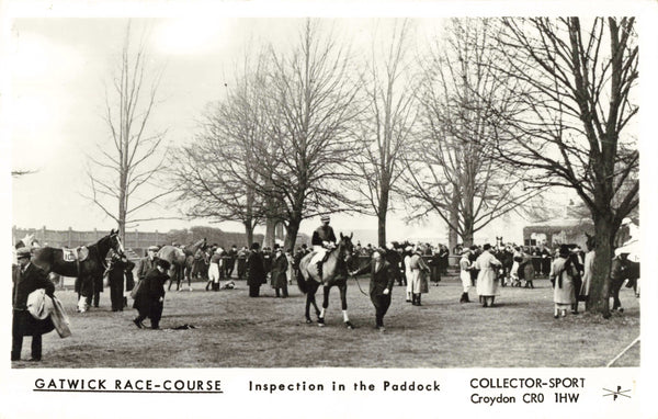 GATWICK RACE-COURSE, INSPECTION IN PADDOCK, REPRO POSTCARD