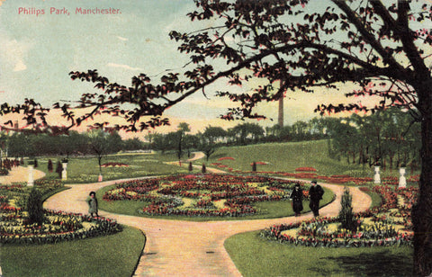 Old pre 1914 postcard of Phillips Park, Manchester