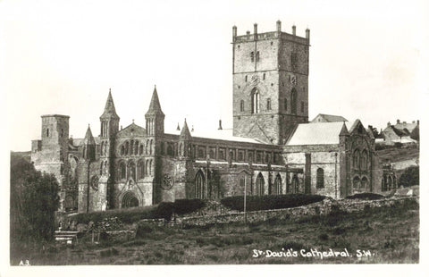 Real photo postcard of St David's Cathedral, Pembrokeshire