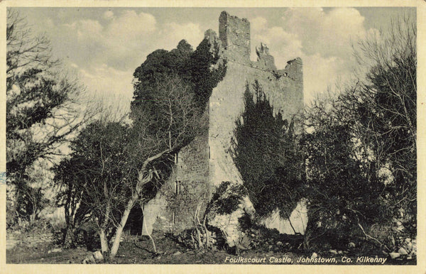 Old postcard of Foulkscourt Castle, Johnstown, Co. Kilkenny, Ireland