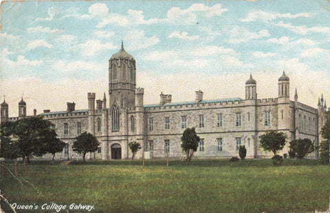 Old postcard of Queen's College, Galway, Ireland