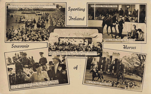 Old postcard showing winning horses in Ireland