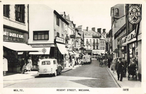 Old real photo postcard of Regent Street, Wrexham