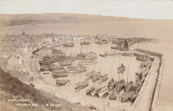 Early 1900s real photo postcard of Stonehaven Harbour