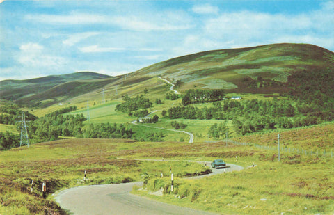 Colour postcard showing the Tomintoul-Grantown road nr Bridge of Brown in Inverness-shire