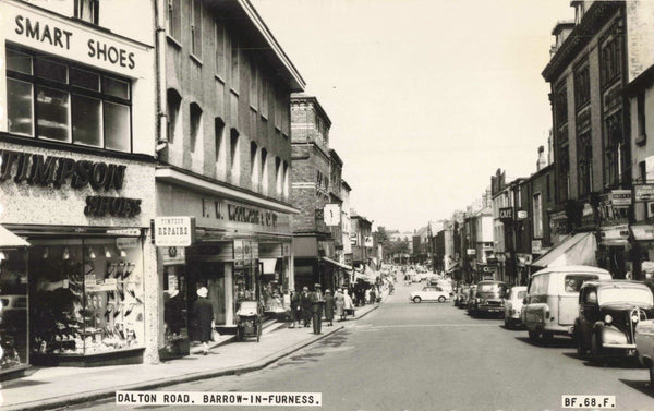 Old real photo postcard of Dalton Road, Barrow in Furness