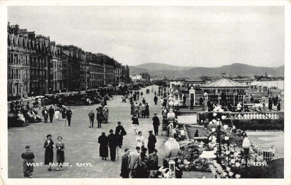 Old postcard of West Parade, Rhyl, 1950s