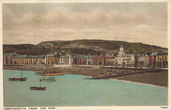 Early 1940s postcard showing Aberystwyth from the Pier