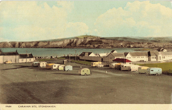 Old postcard of the Caravan Site, Stonehaven