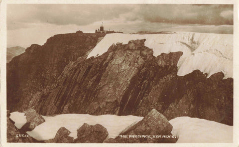 Old real photo postcard of The Precipice, Ben Nevis in Scotland