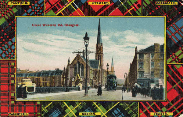 Early 1900s postcard of Great Western Road, Glasgow