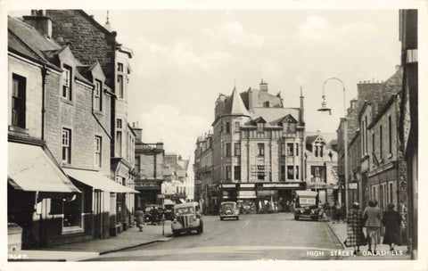 Old photographic postcard of Bank Street, Galashiels