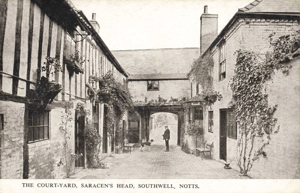 COURT YARD, SARACEN'S HEAD HOTEL, SOUTHWELL, OLD POSTCARD