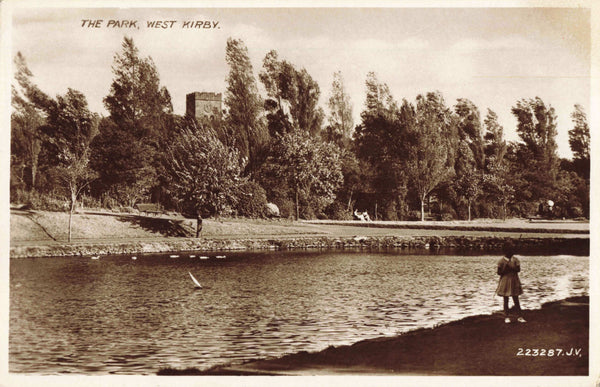 Old real photo postcard of The Park, West Kirby, Wirral, Cheshire