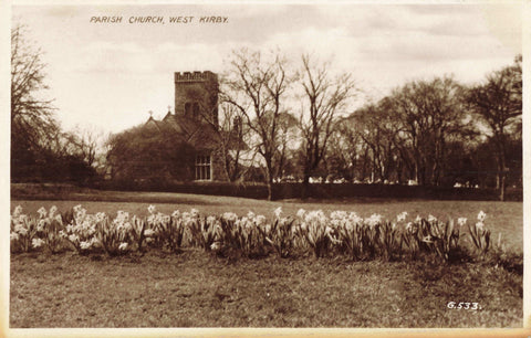 PARISH CHURCH, WEST KIRBY - WIRRAL REAL PHOTO POSTCARD (ref 7382/24)