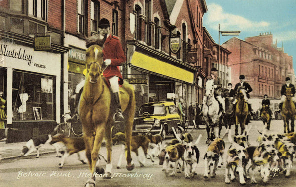 Old postcard of the Belvoir Hunt, Melton Mowbray in Leicestershire