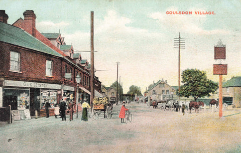 Old postcard of Coulsdon Village, in Surrey, now part of Croydon