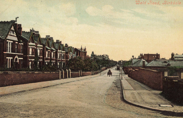 Old postcard of Weld Road, Birkdale, Southport, posted 1910