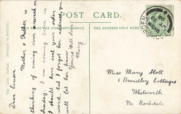 HARLEY WOOD, BURNLEY VALLEY - OLD LANCASHIRE POSTCARD (ref 7153/24)