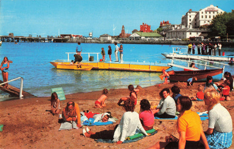 Old colour postcard of a scene at Swanage in Dorset