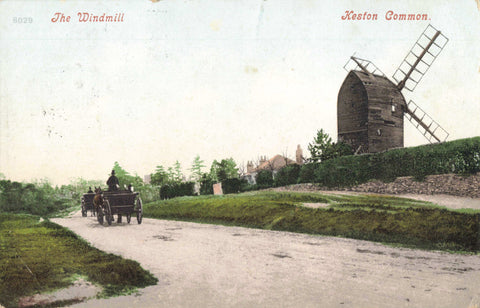 Old postcard of The Windmill, Keston Common in Kent - nr Bromley