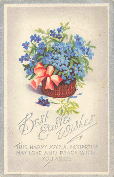 Old postcard showing Best Easter Wishes, posted 1950