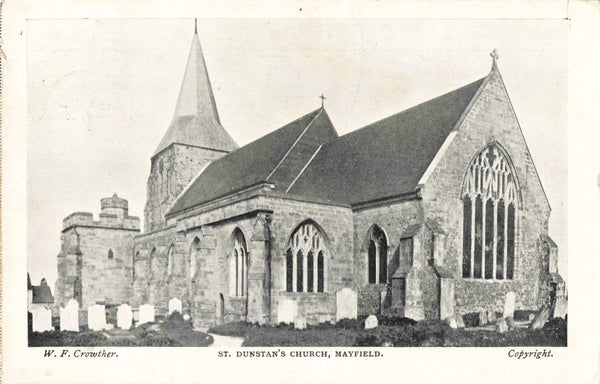 Old postcard of St Dunstan's, Mayfield in Sussex