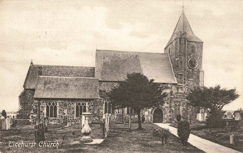 Old postcard of Ticehurst Church, Sussex, 1908