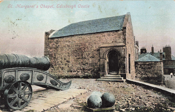 Old postcard of St Margeret's Chapel, Edinburgh Castle