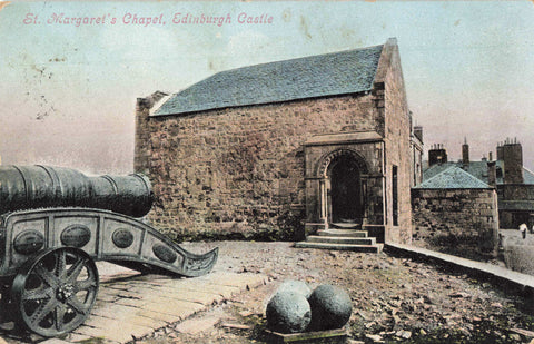 Old postcard of St Margeret's Chapel, Edinburgh Castle