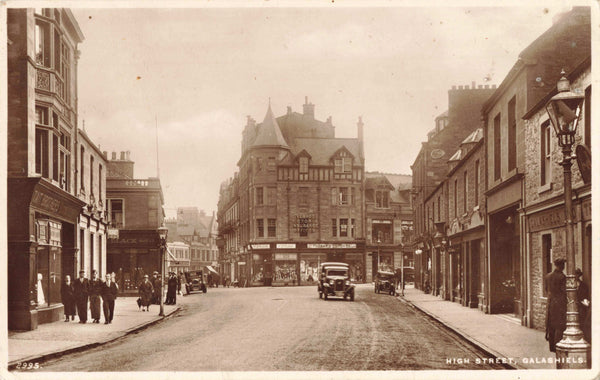 Old real photo postcard of High Street, Galashiels