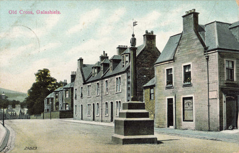 Early 1900s postcard of the Old Cross, Galashiels