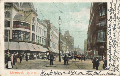 c1902 postcard of Church Street, Liverpool