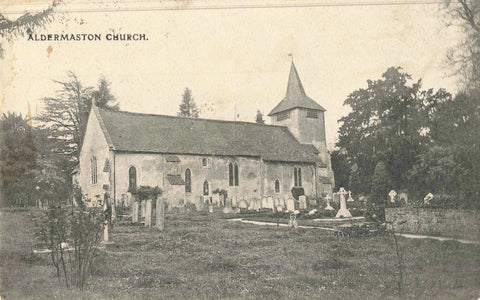 Old postcard of Aldermaston Church in Berkshire