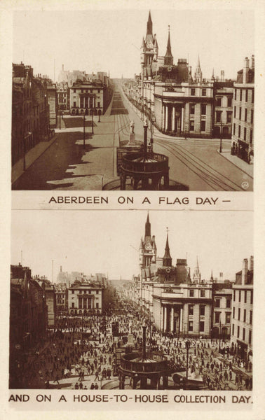 ABERDEEN ON FLAG DAY & ON A HOUSE TO HOUSE COLLECTION DAY POSTCARD