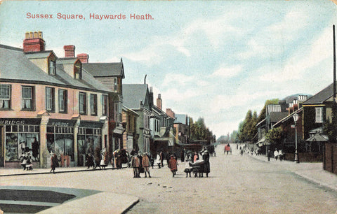 Old postcard of Sussex Square, Haywards Heath, Sussex