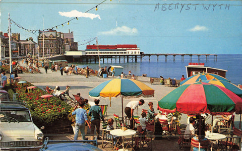 1960s postcard of Aberystwyth Promenade and Pier